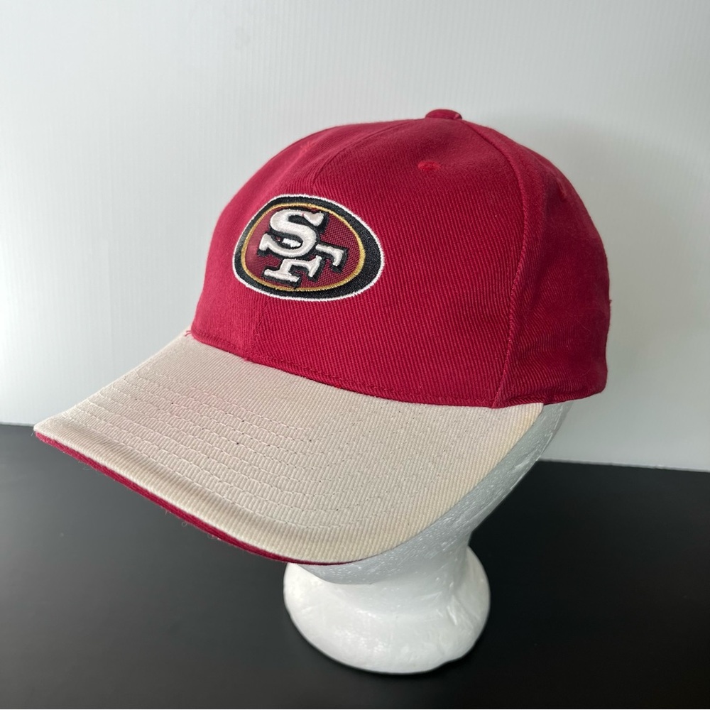 Vintage Y2K San Francisco 49ers Red Khaki Snap Back Dad Hat NFL Football